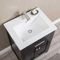 Water Creation 24" Espresso MDF Single Bowl Ceramics Top Vanity with Double Door From The MYRA Collection MYRA24E - Model Bath