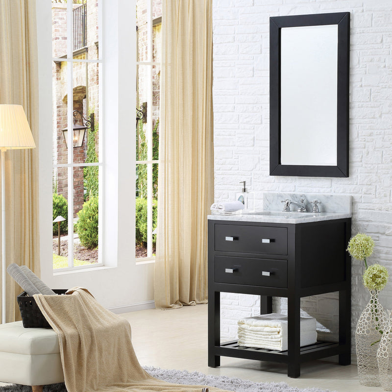 Water Creation 24" Espresso Single Sink Bathroom Vanity with Matching Framed Mirror and Faucet From The Madalyn Collection MADALYN24EBF - Model Bath