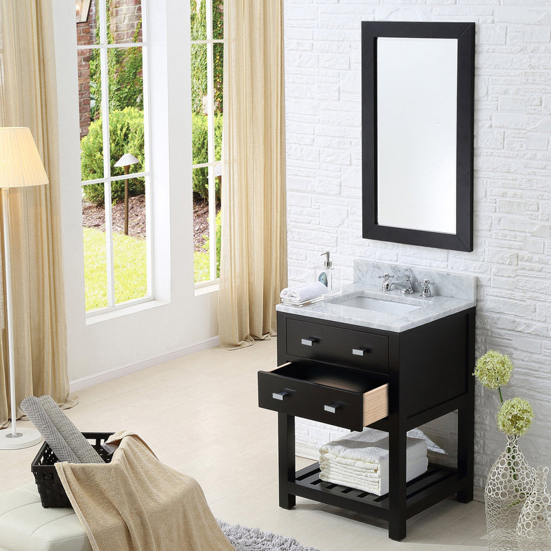 Water Creation 24" Espresso Single Sink Bathroom Vanity with Matching Framed Mirror and Faucet From The Madalyn Collection MADALYN24EBF - Model Bath