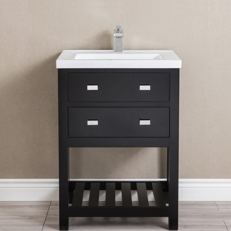 Water Creation 24" MDF Single Bowl Ceramics Top Vanity with U Shape Drawer From The VIOLA Collection VIOLA24E - Model Bath