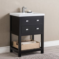 Water Creation 24" MDF Single Bowl Ceramics Top Vanity with U Shape Drawer From The VIOLA Collection VIOLA24E - Model Bath