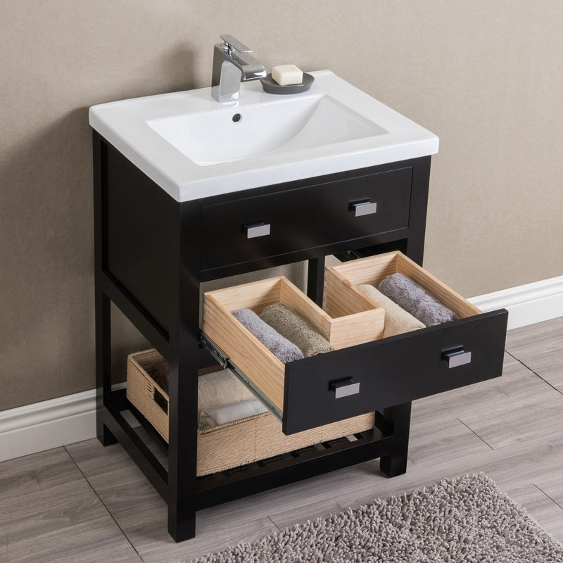 Water Creation 24" MDF Single Bowl Ceramics Top Vanity with U Shape Drawer From The VIOLA Collection VIOLA24E - Model Bath