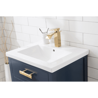 Water Creation 24" Monarch Blue MDF Single Bowl Ceramics Top Vanity with Double Door From The MYRA Collection MYRA24MB - Model Bath