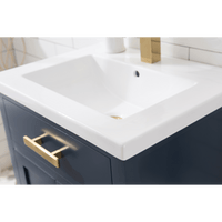 Water Creation 24" Monarch Blue MDF Single Bowl Ceramics Top Vanity with Double Door From The MYRA Collection MYRA24MB - Model Bath
