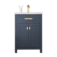 Water Creation 24" Monarch Blue MDF Single Bowl Ceramics Top Vanity with Double Door From The MYRA Collection MYRA24MB - Model Bath