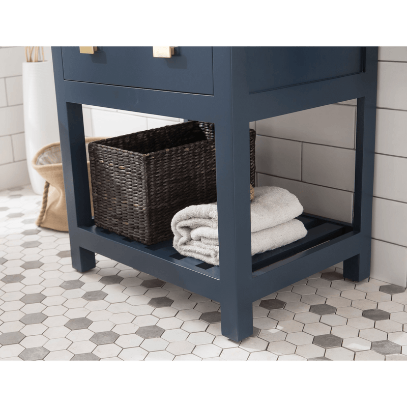 Water Creation 24" Monarch Blue MDF Single Bowl Ceramics Top Vanity with U Shape Drawer From The VIOLA Collection VIOLA24MB - Model Bath