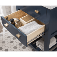 Water Creation 24" Monarch Blue MDF Single Bowl Ceramics Top Vanity with U Shape Drawer From The VIOLA Collection VIOLA24MB - Model Bath