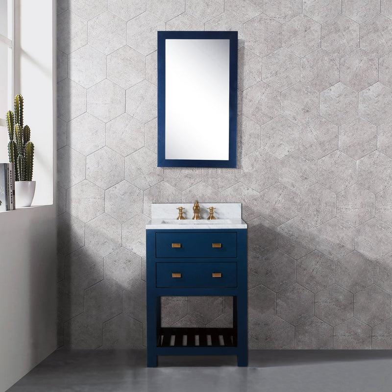 Water Creation 24" Monarch Blue Single Sink Bathroom Vanity with F2-0013 Satin Gold Faucet From The Madalyn Collection MA24C-0613MB - Model Bath