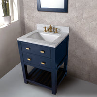 Water Creation 24" Monarch Blue Single Sink Bathroom Vanity with F2-0013 Satin Gold Faucet From The Madalyn Collection MA24C-0613MB - Model Bath