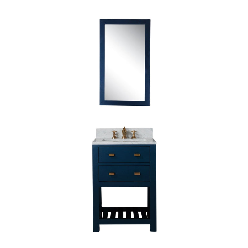 Water Creation 24" Monarch Blue Single Sink Bathroom Vanity with F2-0013 Satin Gold Faucet From The Madalyn Collection MA24C-0613MB - Model Bath