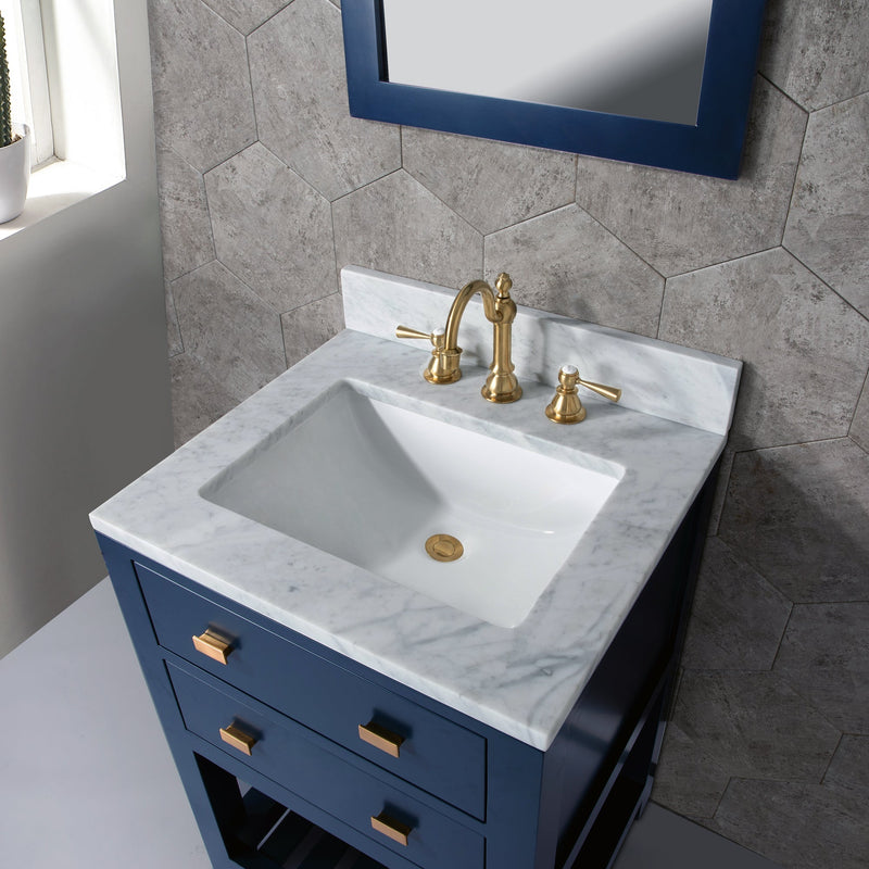 Water Creation 24" Monarch Blue Single Sink Bathroom Vanity with Mirror From The Madalyn Collection MA24B-0600MB - Model Bath
