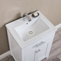 Water Creation 24" Pure White MDF Single Bowl Ceramics Top Vanity with Double Door From The MYRA Collection MYRA24W - Model Bath