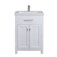 Water Creation 24" Pure White MDF Single Bowl Ceramics Top Vanity with Double Door From The MYRA Collection MYRA24W - Model Bath