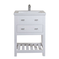 Water Creation 24" Pure White MDF Single Bowl Ceramics Top Vanity with U Shape Drawer From The VIOLA Collection VIOLA24W - Model Bath