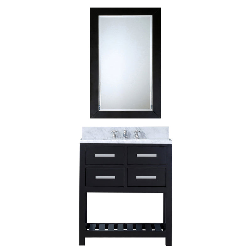 Water Creation 30" Espresso Single Sink Bathroom Vanity with Matching Framed Mirror and Faucet From The Madalyn Collection MADALYN30EBF - Model Bath
