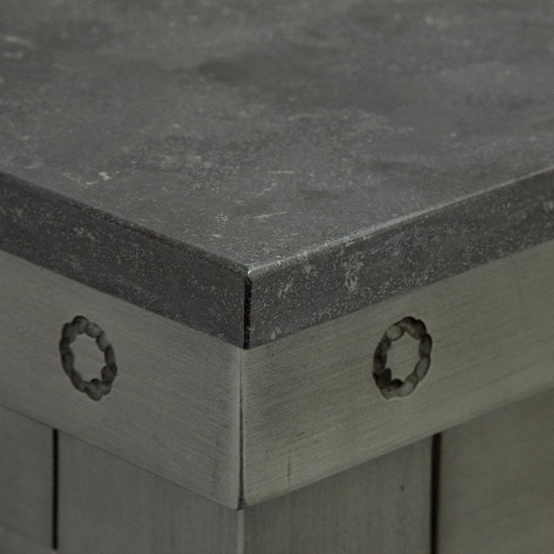 Water Creation 30" Grizzle Grey Single Sink Bathroom Vanity with Mirror and Faucet with Blue Limestone Counter Top From The ABERDEEN Collection VAB030BLGG02 - Model Bath