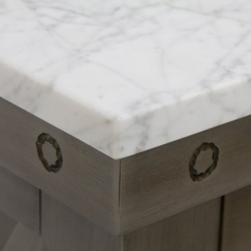 Water Creation 30" Grizzle Grey Single Sink Bathroom Vanity with Mirror and Faucet with Carrara White Marble Counter Top From The ABERDEEN Collection VAB030CWGG02 - Model Bath