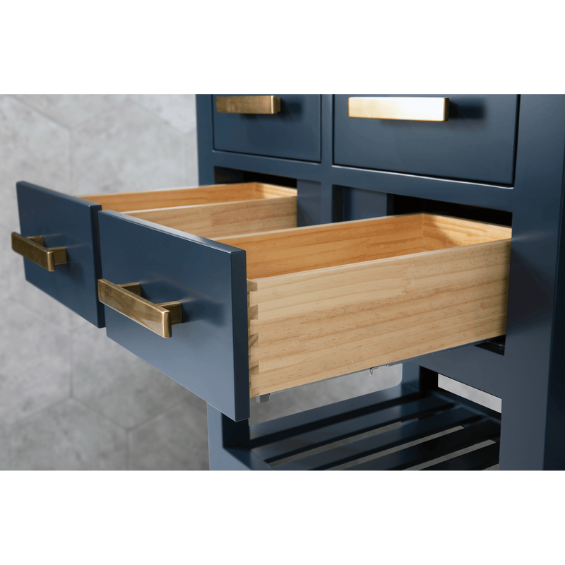Water Creation 30" Monarch Blue Single Sink Bathroom Vanity with F2-0012 Satin Gold Faucet From The Madalyn Collection MA30C-0612MB - Model Bath