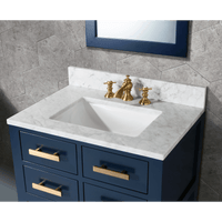 Water Creation 30" Monarch Blue Single Sink Bathroom Vanity with F2-0013 Satin Gold Faucet From The Madalyn Collection MA30C-0613MB - Model Bath