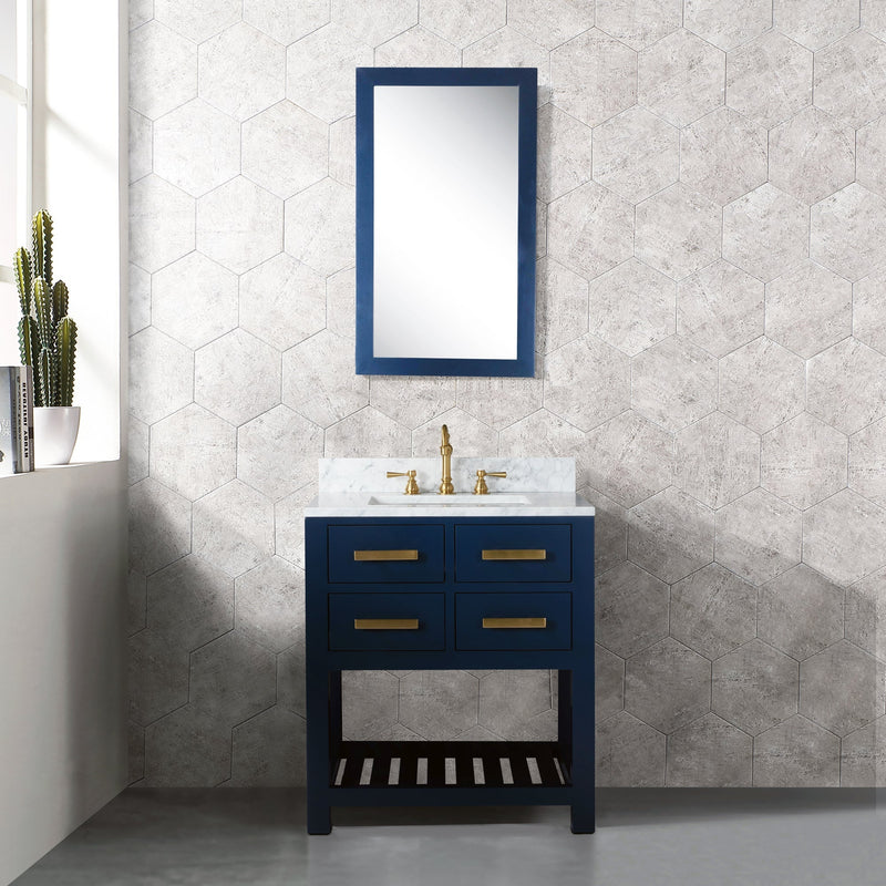 Water Creation 30" Monarch Blue Single Sink Bathroom Vanity with Mirror From The Madalyn Collection MA30B-0600MB - Model Bath