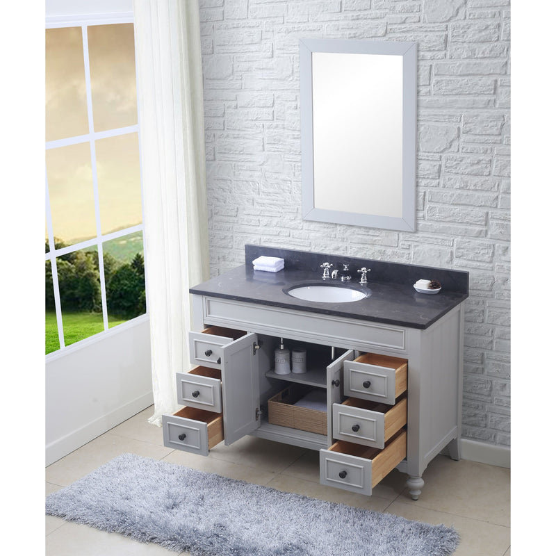 Water Creation 48" Earl Grey Single Sink Bathroom Vanity with Matching Framed Mirror and Faucet From The Potenza Collection POTENZA48EGBF - Model Bath