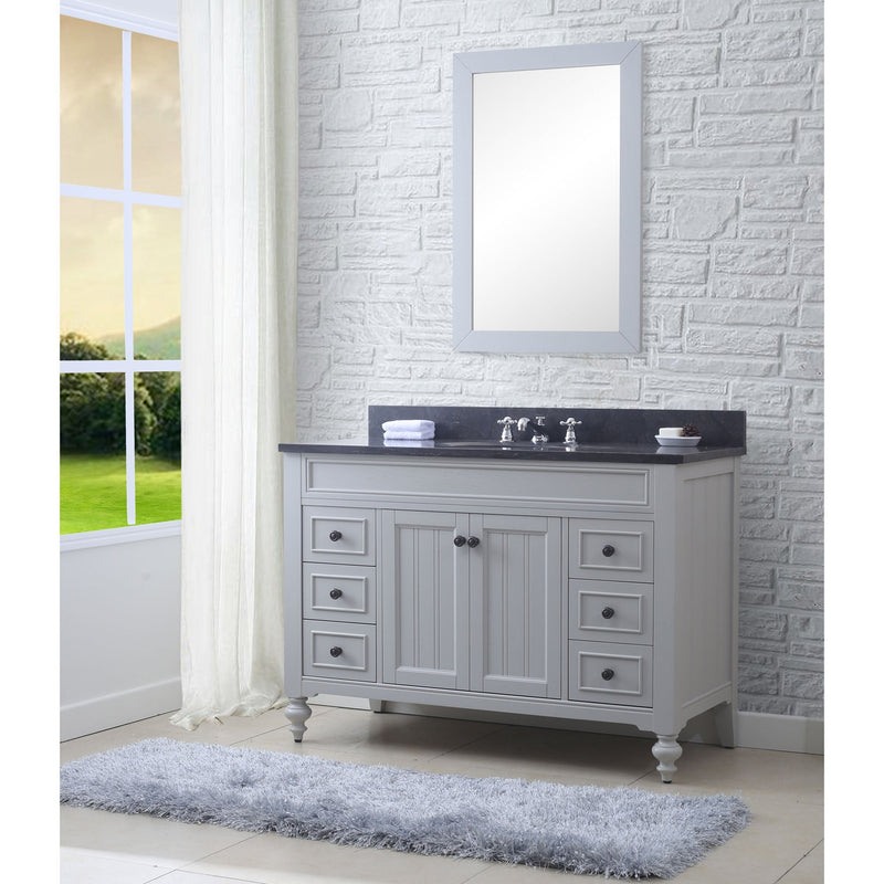 Water Creation 48" Earl Grey Single Sink Bathroom Vanity with Matching Framed Mirror and Faucet From The Potenza Collection POTENZA48EGBF - Model Bath