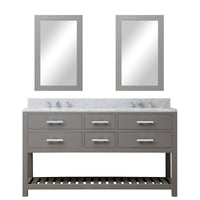 Water Creation 60" Cashmere Grey Double Sink Bathroom Vanity with 2 Matching Framed Mirrors From The Madalyn Collection MADALYN60GC - Model Bath