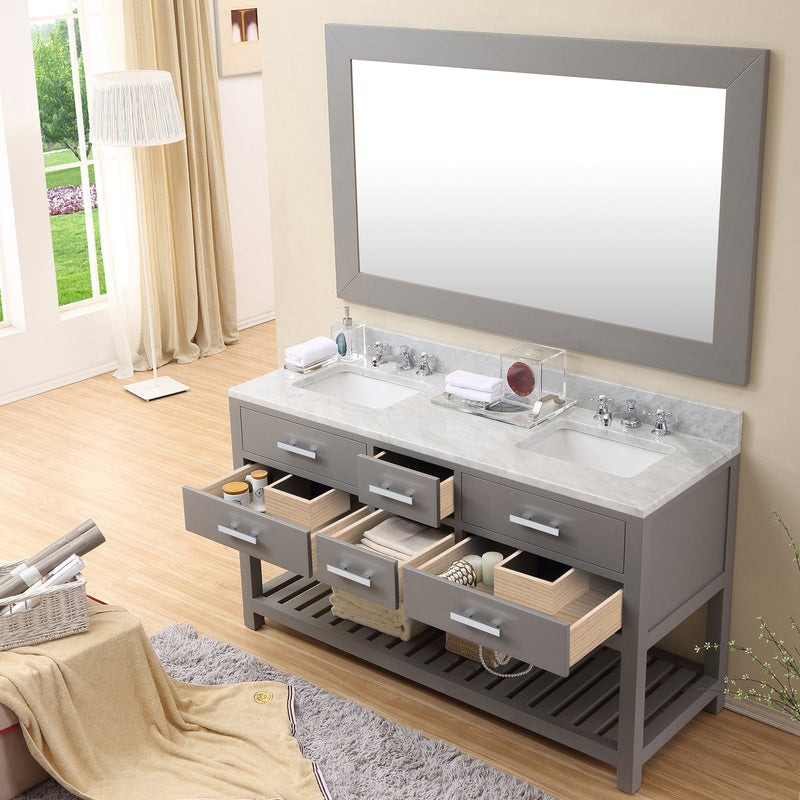 Water Creation 60" Cashmere Grey Double Sink Bathroom Vanity with Faucet From The Madalyn Collection MADALYN60GF - Model Bath