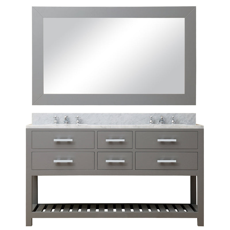 Water Creation 60" Cashmere Grey Double Sink Bathroom Vanity with Matching Framed Mirror From The Madalyn Collection MADALYN60GB - Model Bath