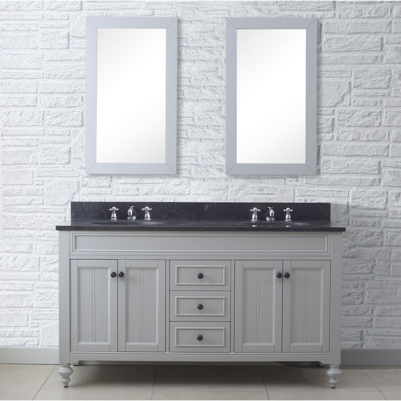 Water Creation 60" Earl Grey Double Sink Bathroom Vanity with 2 Matching Framed Mirrors and Faucets From The Potenza Collection POTENZA60EGCF - Model Bath