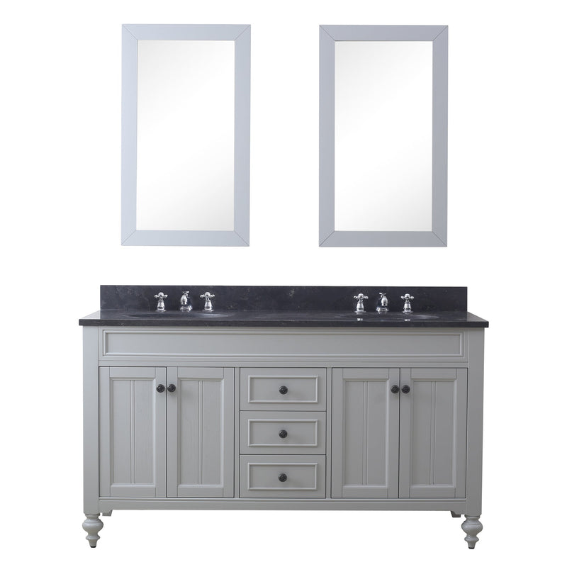 Water Creation 60" Earl Grey Double Sink Bathroom Vanity with 2 Matching Framed Mirrors and Faucets From The Potenza Collection POTENZA60EGCF - Model Bath
