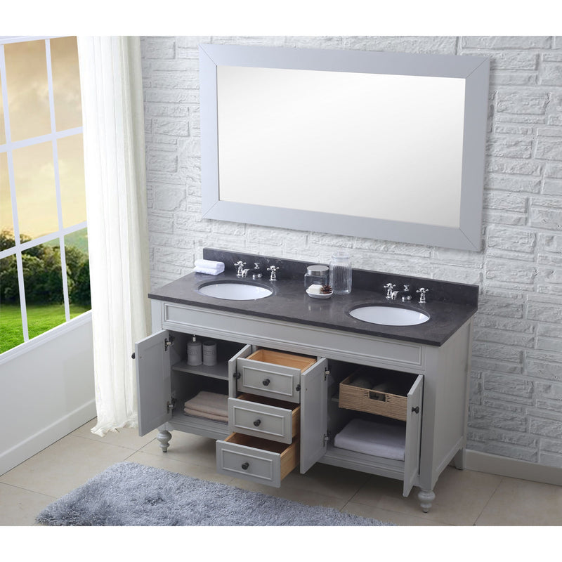 Water Creation 60" Earl Grey Double Sink Bathroom Vanity with Faucets From The Potenza Collection POTENZA60EGF - Model Bath
