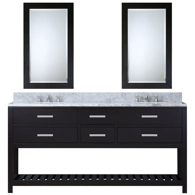 Water Creation 60" Espresso Double Sink Bathroom Vanity with 2 Matching Framed Mirrors and Faucets From The Madalyn Collection MADALYN60ECF - Model Bath