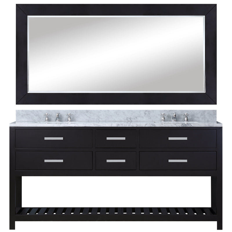 Water Creation 60" Espresso Double Sink Bathroom Vanity with Matching Framed Mirror and Faucet From The Madalyn Collection MADALYN60EBF - Model Bath