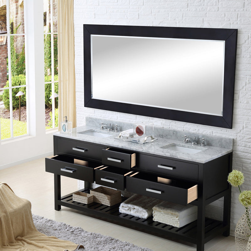 Water Creation 60" Espresso Double Sink Bathroom Vanity with Matching Framed Mirror and Faucet From The Madalyn Collection MADALYN60EBF - Model Bath