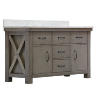 Water Creation 60" Grizzle Grey Double Sink Bathroom Vanity with Carrara White Marble Counter Top From The ABERDEEN Collection VAB060CWGG00 - Model Bath