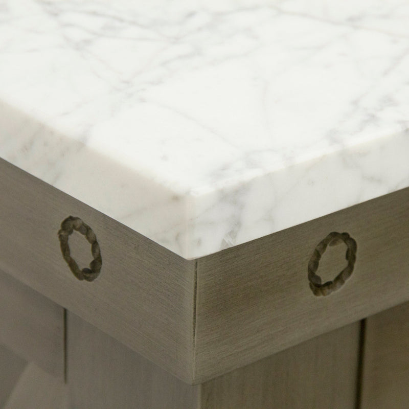 Water Creation 60" Grizzle Grey Double Sink Bathroom Vanity with Carrara White Marble Counter Top From The ABERDEEN Collection VAB060CWGG00 - Model Bath