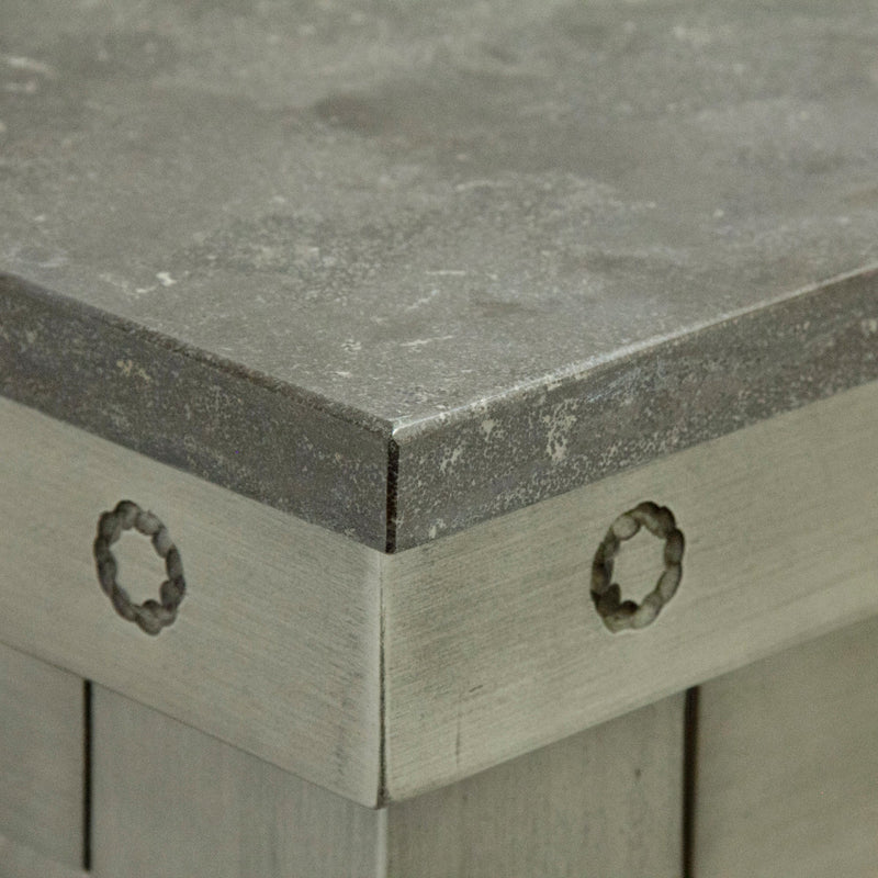 Water Creation 60" Grizzle Grey Double Sink Bathroom Vanity with Mirror and Faucets with Blue Limestone Counter Top From The ABERDEEN Collection VAB060BLGG02 - Model Bath