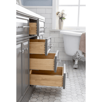 Water Creation 60" Palace Collection Quartz Carrara Cashmere Grey Bathroom Vanity Set with Hardware and F2-0009 Faucets in Chrome Finish PA60C-0109CG - Model Bath