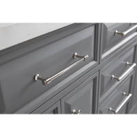 Water Creation 60" Palace Collection Quartz Carrara Cashmere Grey Bathroom Vanity Set with Hardware and F2-0009 Faucets, Mirror in Polished Nickel (PVD) Finish PA60D-0509CG - Model Bath