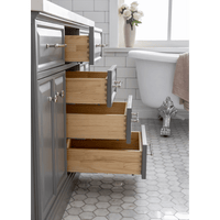 Water Creation 60" Palace Collection Quartz Carrara Cashmere Grey Bathroom Vanity Set with Hardware and F2-0012 Faucets in Polished Nickel (PVD) Finish PA60C-0512CG - Model Bath