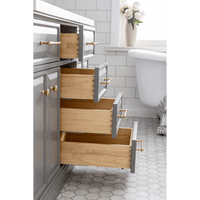 Water Creation 60" Palace Collection Quartz Carrara Cashmere Grey Bathroom Vanity Set with Hardware and F2-0012 Faucets in Satin Gold Finish and Only Mirrors in Chrome Finish PA60C-0612CG - Model Bath