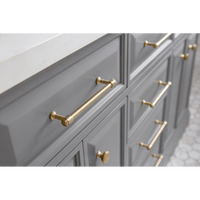 Water Creation 60" Palace Collection Quartz Carrara Cashmere Grey Bathroom Vanity Set with Hardware and F2-0012 Faucets in Satin Gold Finish and Only Mirrors in Chrome Finish PA60C-0612CG - Model Bath