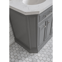 Water Creation 60" Palace Collection Quartz Carrara Cashmere Grey Bathroom Vanity Set with Hardware and F2-0012 Faucets, Mirror in Polished Nickel (PVD) Finish PA60D-0512CG - Model Bath