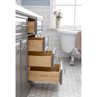 Water Creation 60" Palace Collection Quartz Carrara Cashmere Grey Bathroom Vanity Set with Hardware and F2-0013 Faucets, Mirror in Chrome Finish PA60D-0113CG - Model Bath