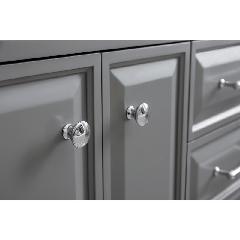 Water Creation 60" Palace Collection Quartz Carrara Cashmere Grey Bathroom Vanity Set with Hardware in Chrome Finish PA60A-0100CG - Model Bath