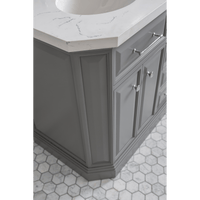Water Creation 60" Palace Collection Quartz Carrara Cashmere Grey Bathroom Vanity Set with Hardware, Mirror in Chrome Finish PA60B-0100CG - Model Bath