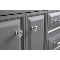 Water Creation 60" Palace Collection Quartz Carrara Cashmere Grey Bathroom Vanity Set with Hardware, Mirror in Chrome Finish PA60B-0100CG - Model Bath