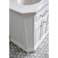 Water Creation 60" Palace Collection Quartz Carrara Pure White Bathroom Vanity Set with Hardware and F2-0009 Faucets in Polished Nickel (PVD) Finish PA60C-0509PW - Model Bath