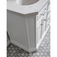 Water Creation 60" Palace Collection Quartz Carrara Pure White Bathroom Vanity Set with Hardware and F2-0009 Faucets, Mirror in Chrome Finish PA60D-0109PW - Model Bath